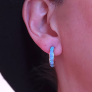 Opal & Sterling Small Hoop Earrings